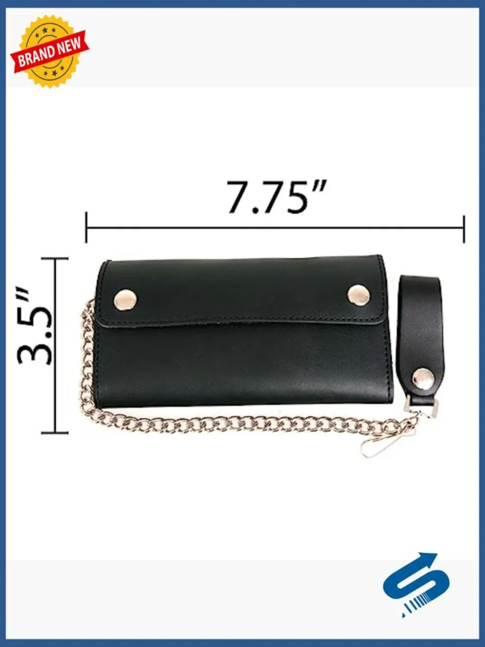 Mens Biker Bifold Leather Wallet with Removable Chain Anti-Theft Wallet
